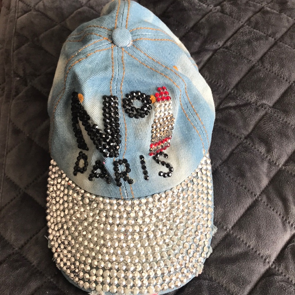 Blue jean bedazzled hat